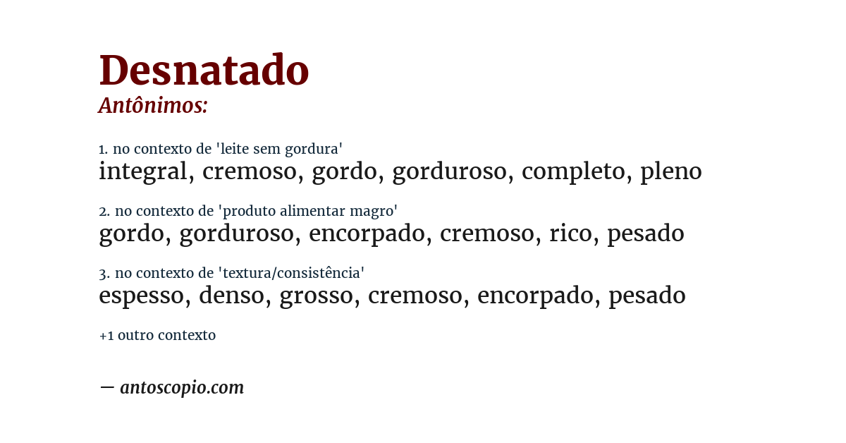 Antônimo de desnatado