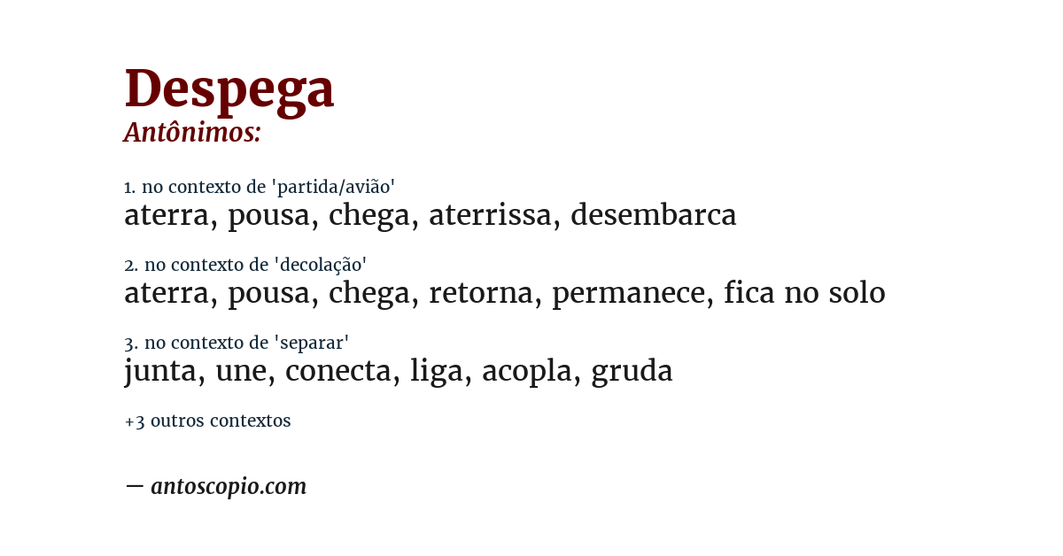 Antônimo de despega