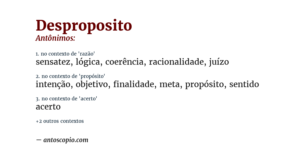 Antônimo de desproposito