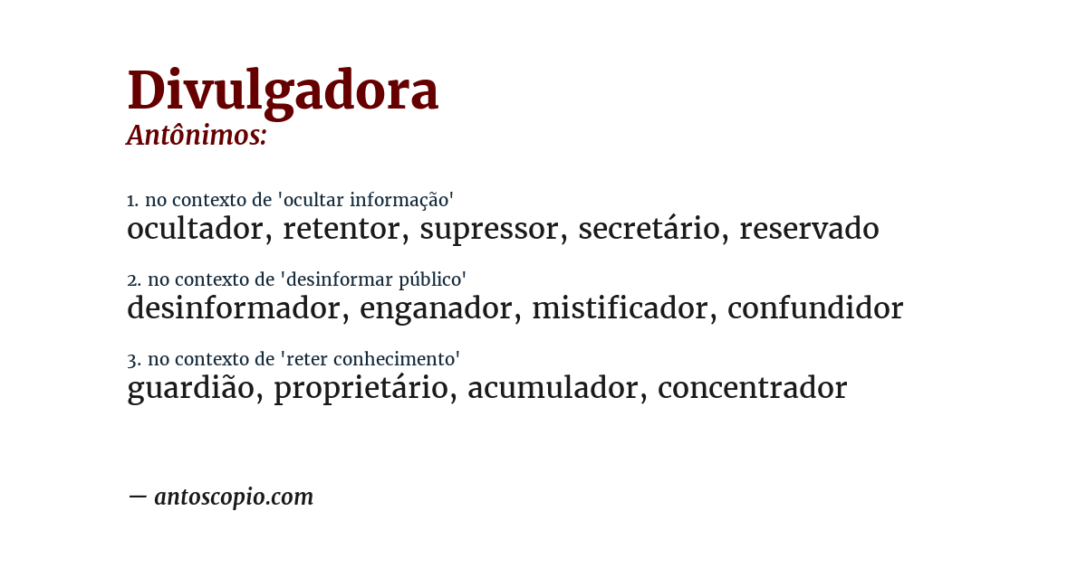 Antônimo de divulgadora