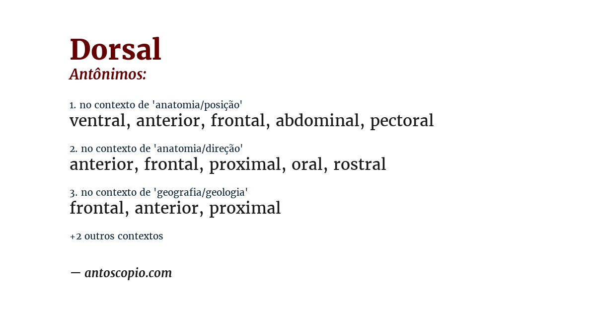 Antônimo de dorsal