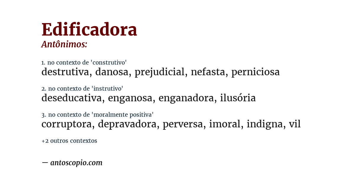 Antônimo de edificadora
