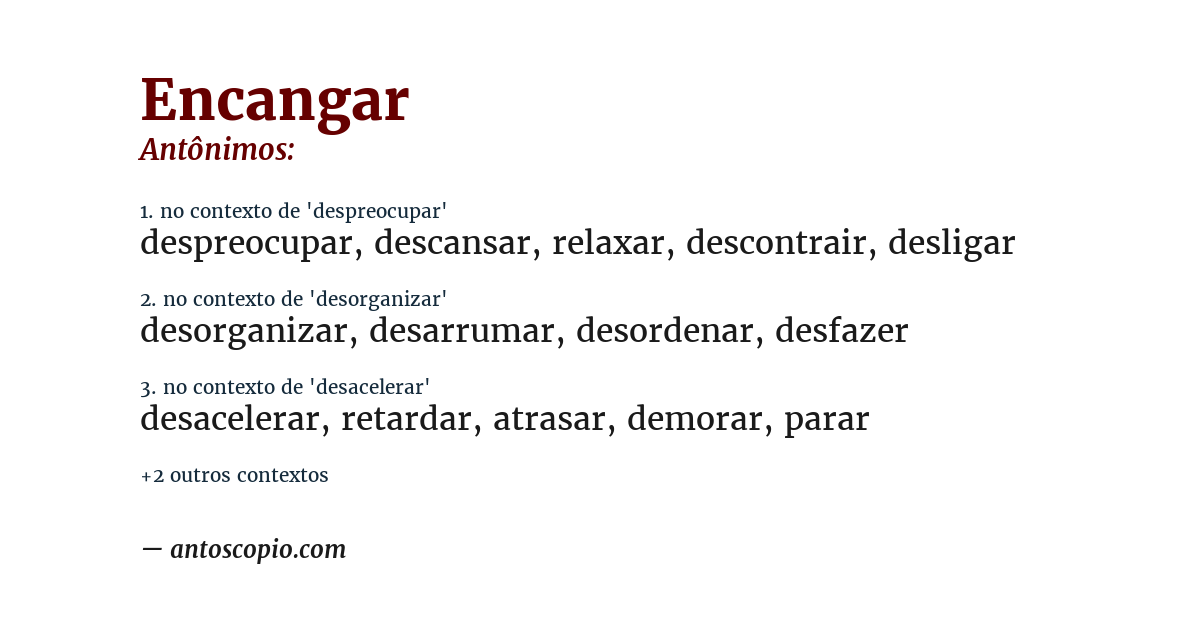 Antônimo de encangar