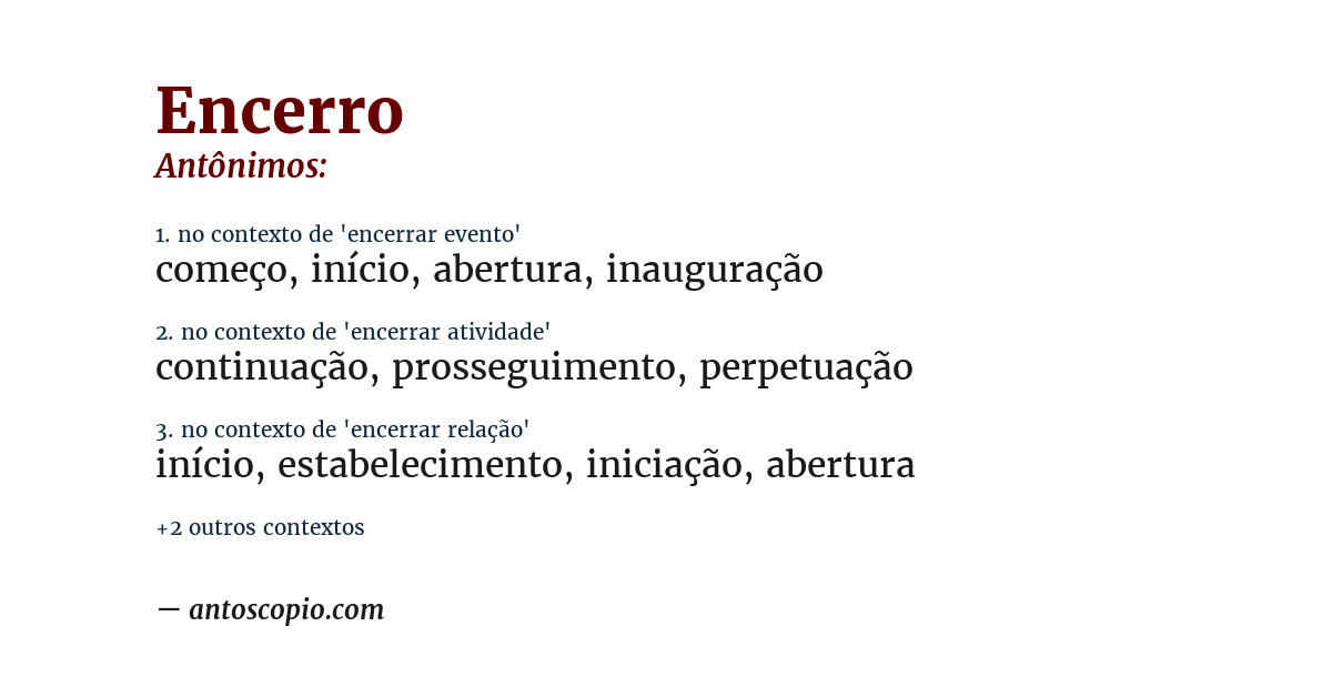 Antônimo de encerro