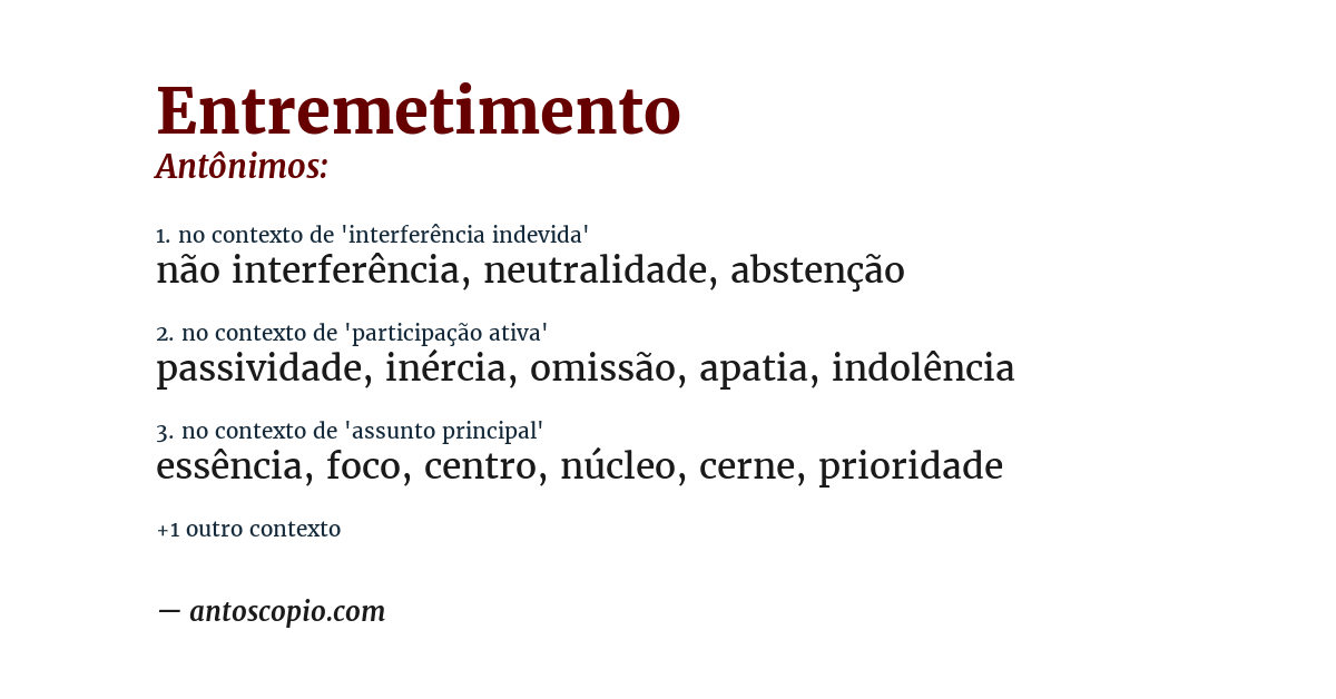 Antônimo de entremetimento