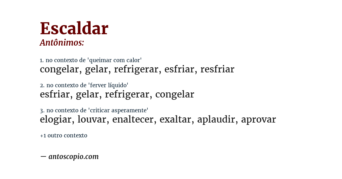 Antônimo de escaldar