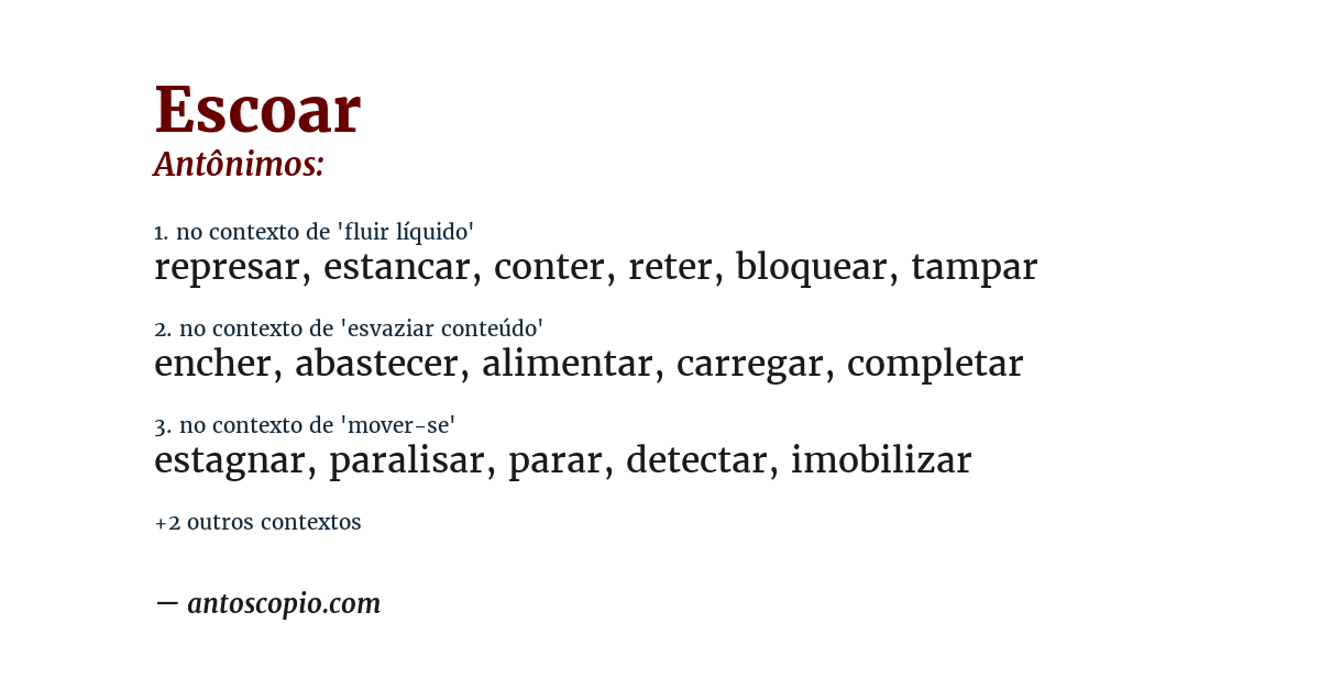 Antônimo de escoar
