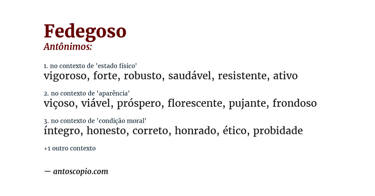 Antônimo de fedegoso
