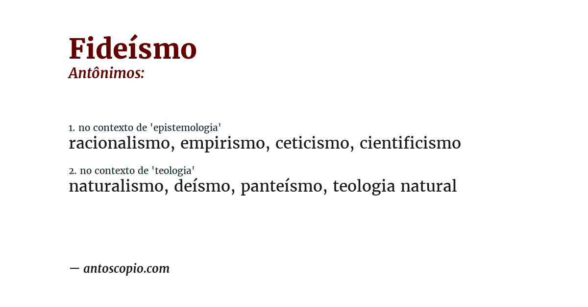 Antônimo de fideísmo