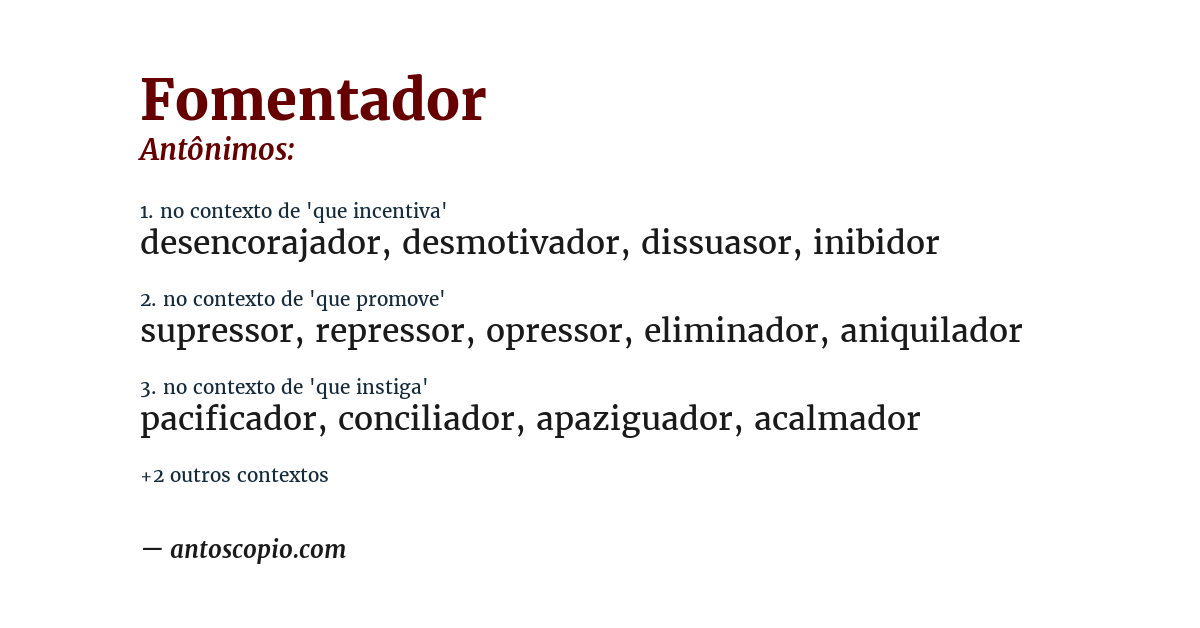 Antônimo de fomentador