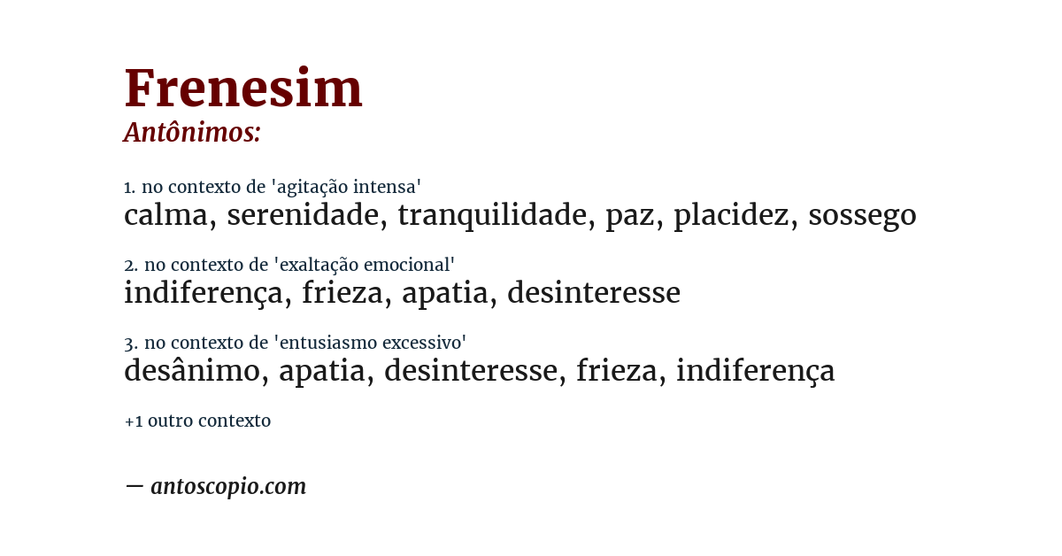 Antônimo de frenesim