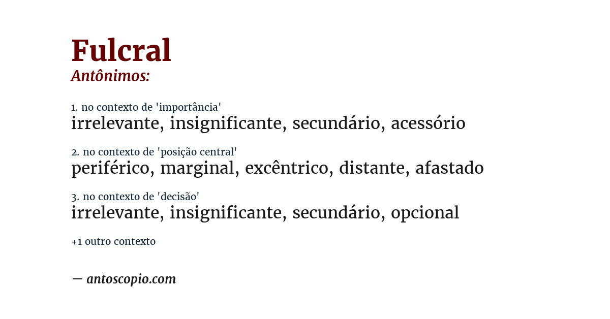 Antônimo de fulcral