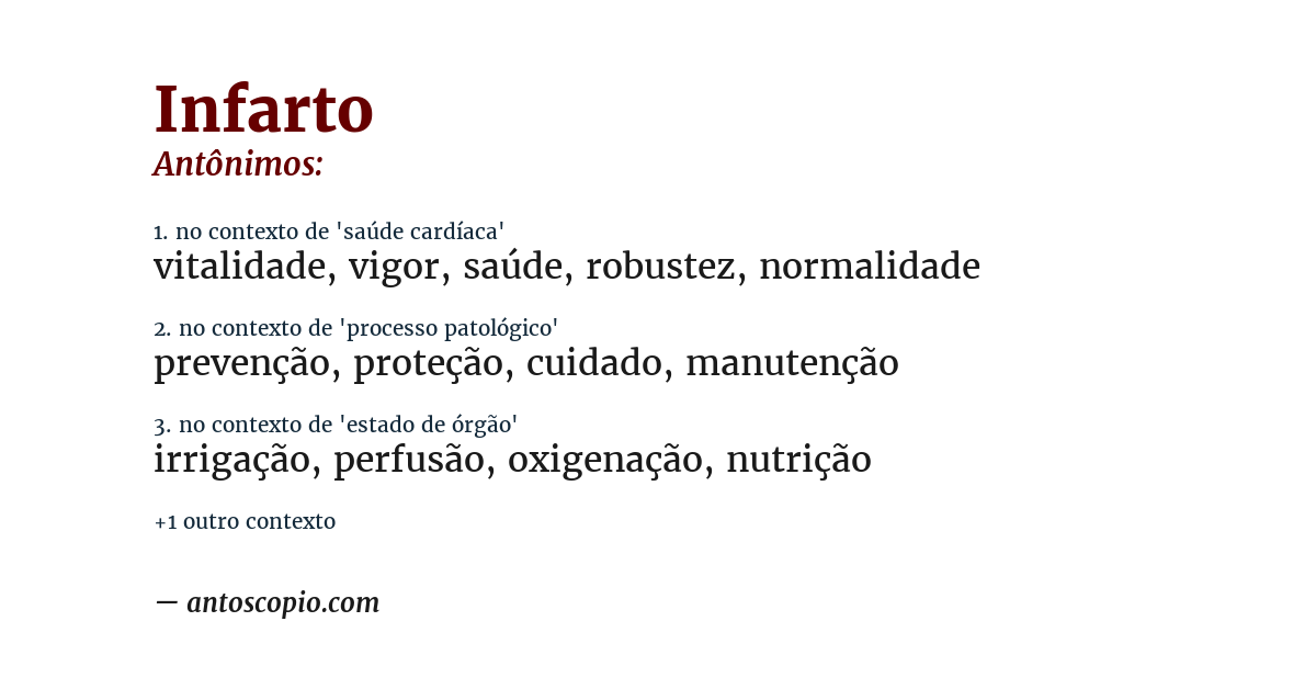 Antônimo de infarto