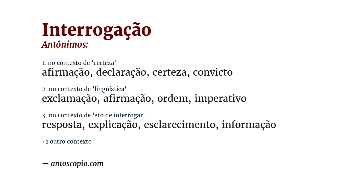 Antônimo de interrogação