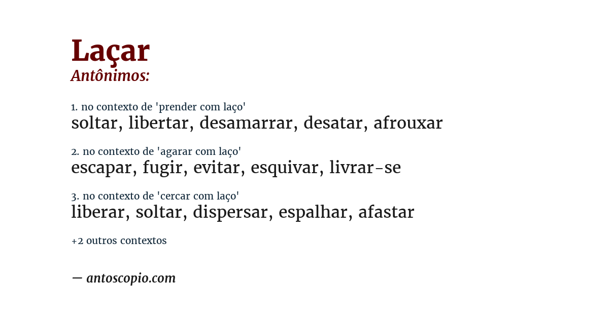 Antônimo de laçar