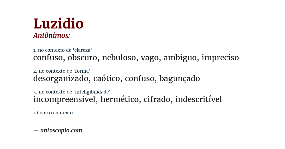 Antônimo de luzidio