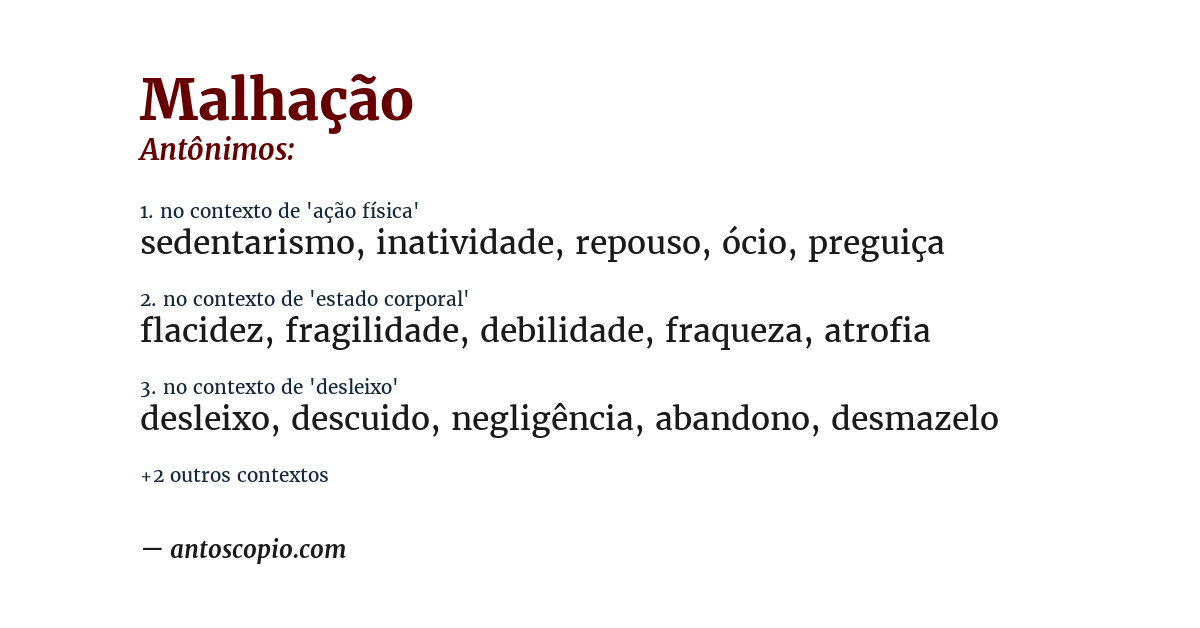 Antônimo de malhação