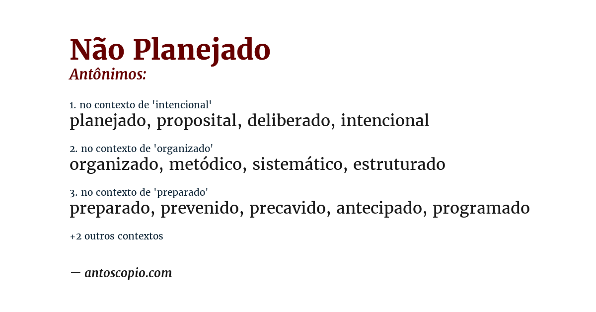 Antônimo de não planejado