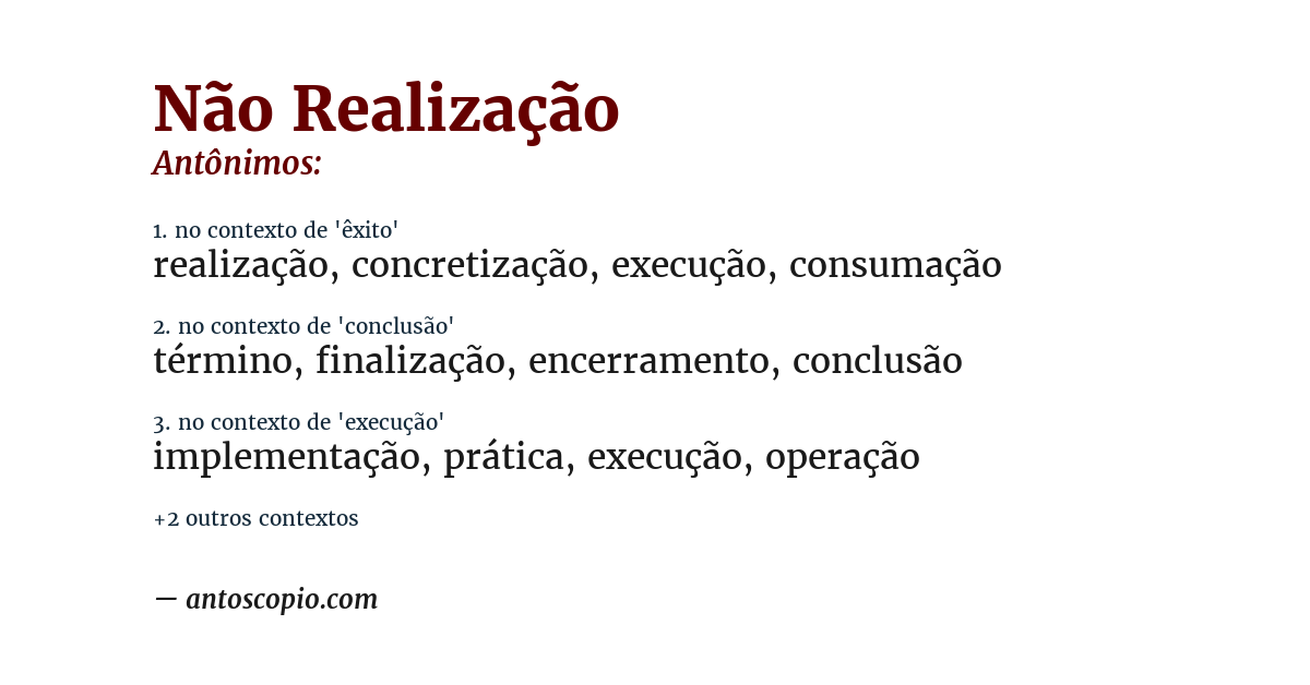 Antônimo de não realização