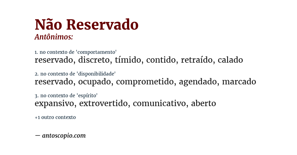 Antônimo de não reservado