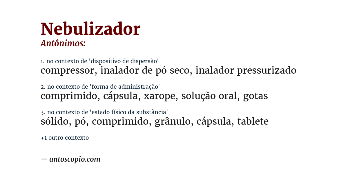 Antônimo de nebulizador