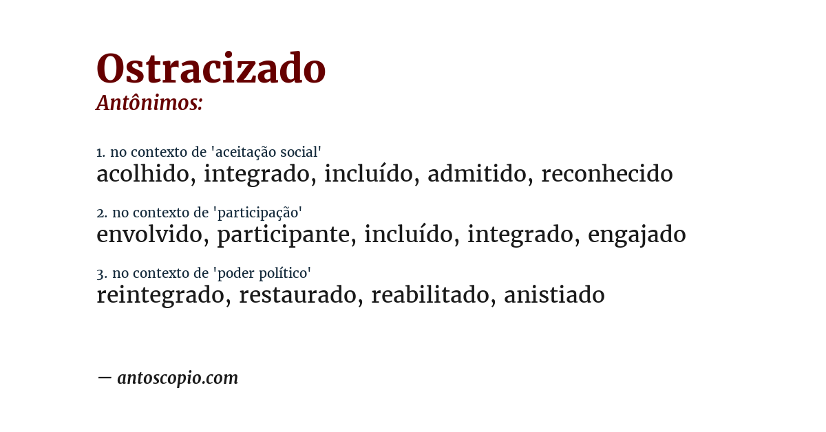 Antônimo de ostracizado