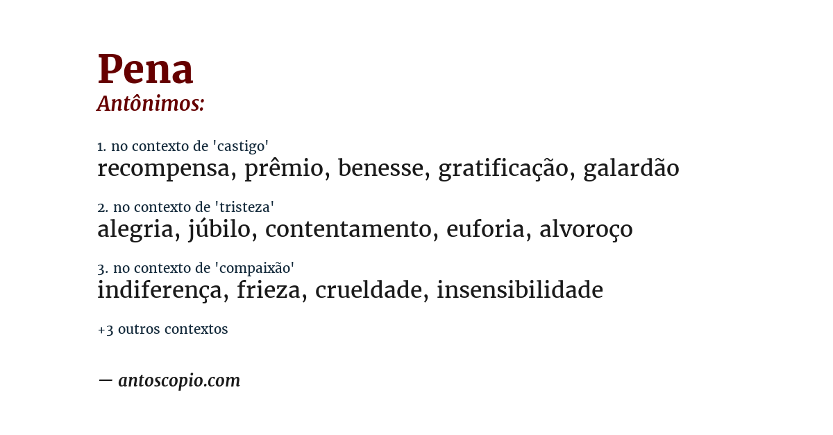 Antônimo de pena