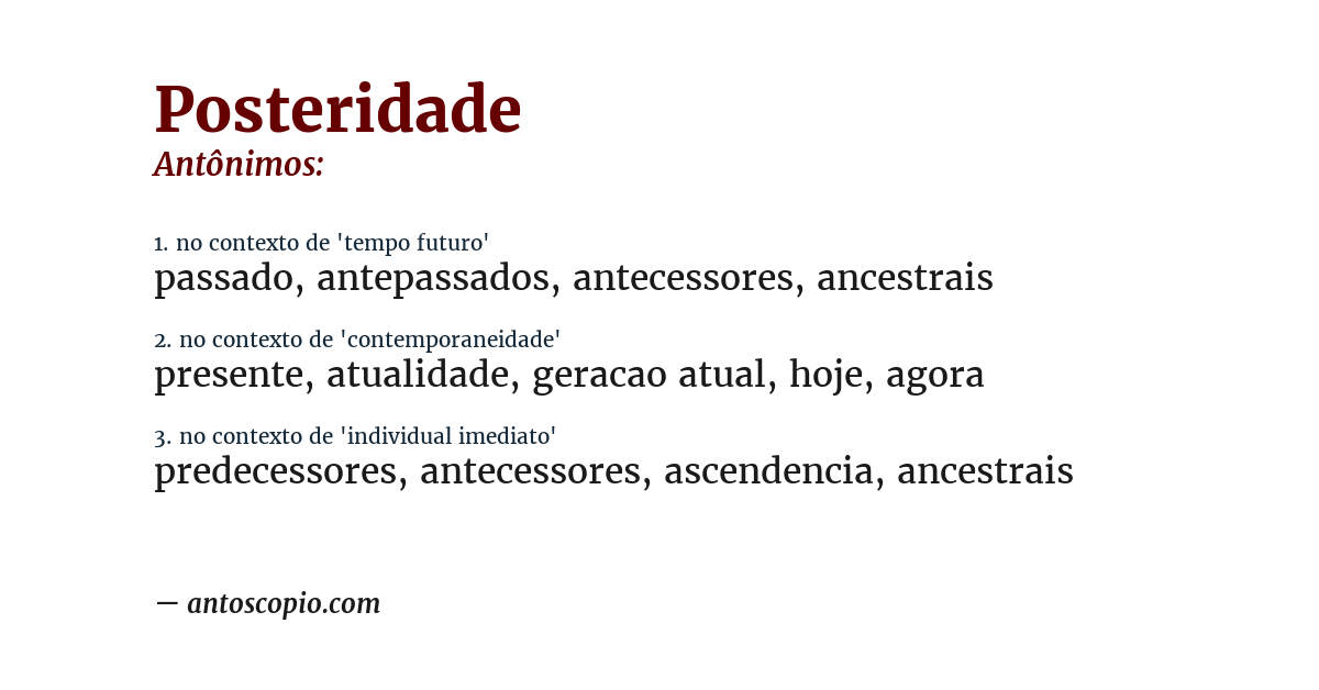 Antônimo de posteridade