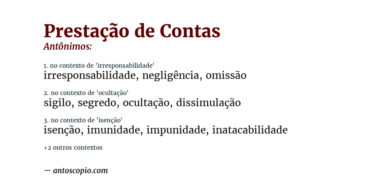 Antônimo de prestação de contas