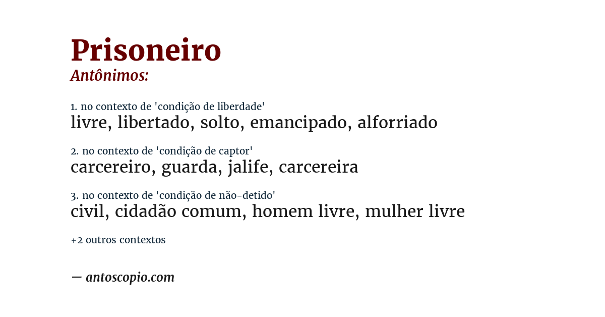 Antônimo de prisoneiro
