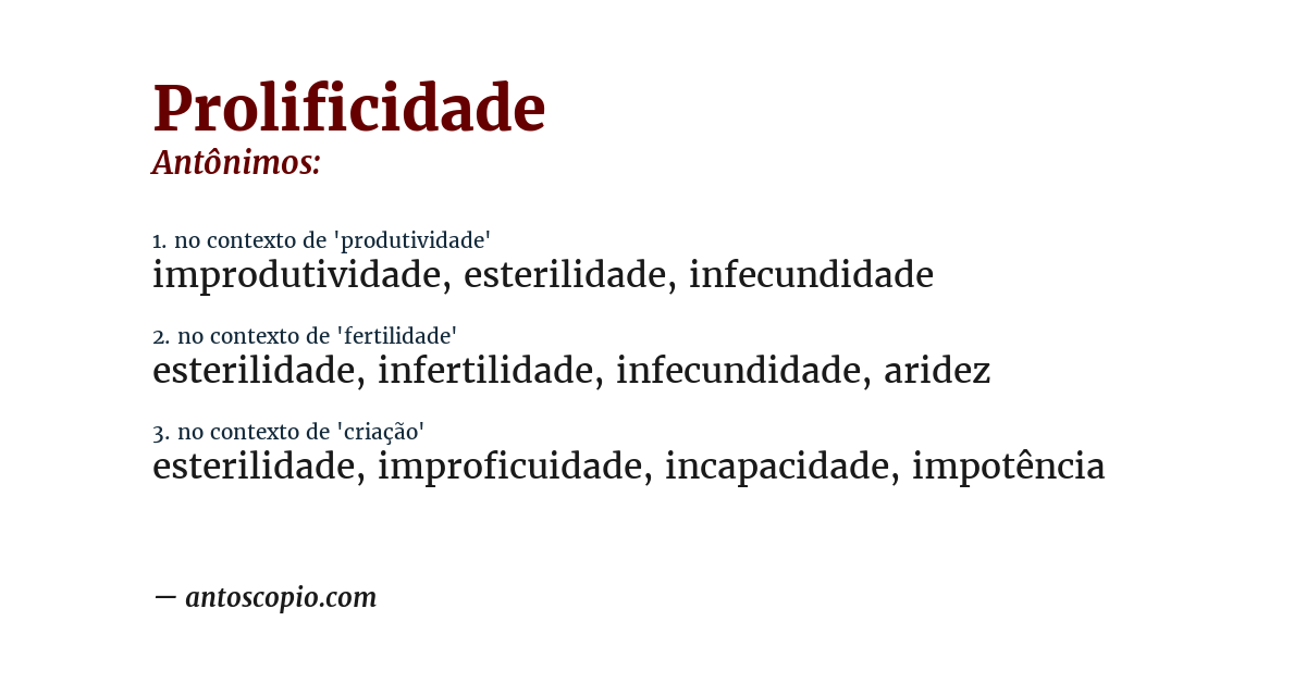 Antônimo de prolificidade