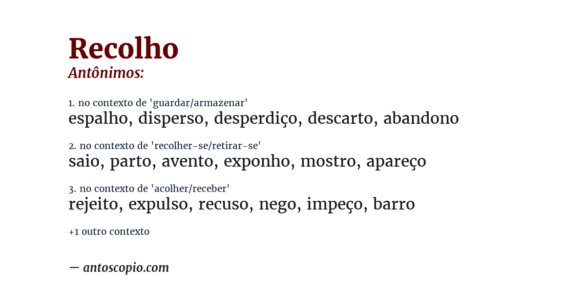 Antônimo de recolho