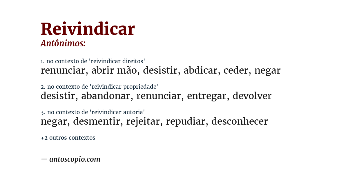 Antônimo de reivindicar