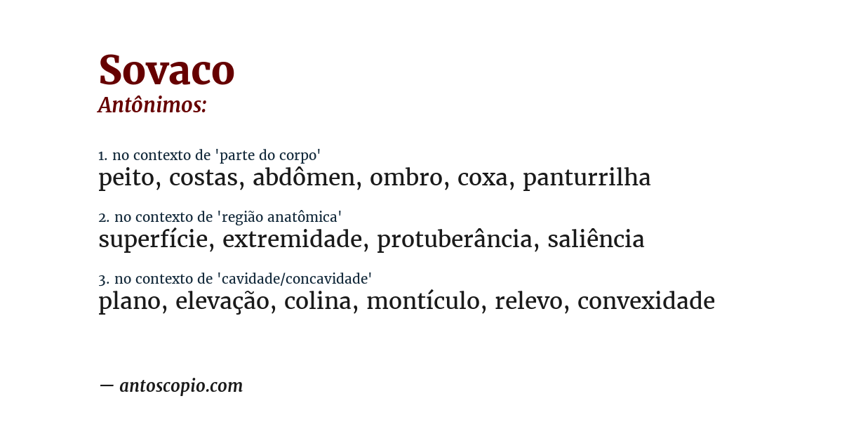 Antônimo de sovaco