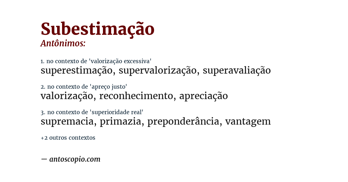 Antônimo de subestimação