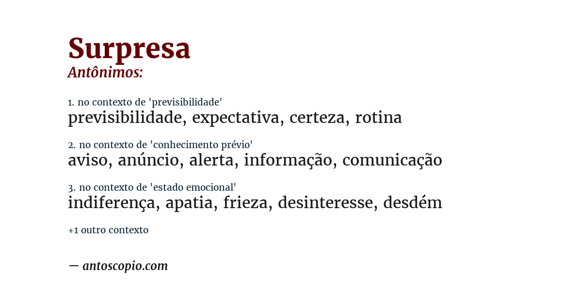 Antônimo de surpresa
