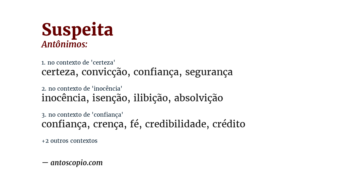 Antônimo de suspeita