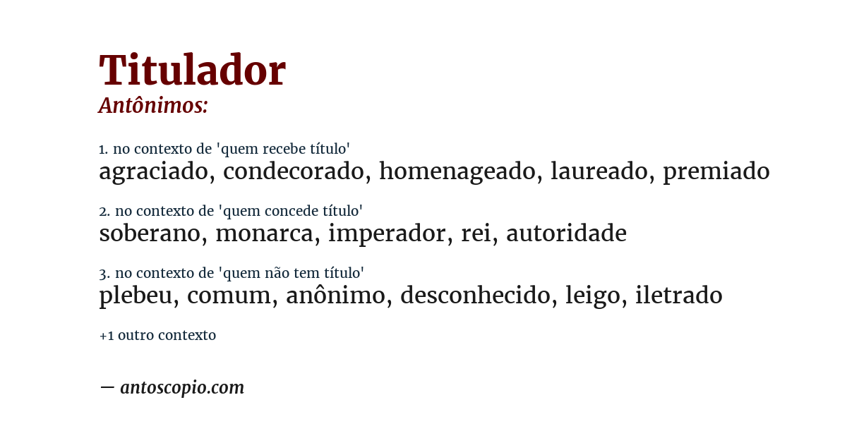 Antônimo de titulador