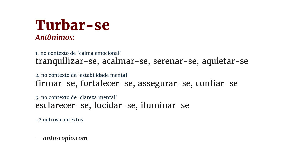 Antônimo de turbar-se