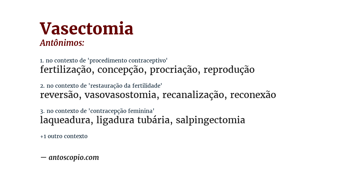 Antônimo de vasectomia
