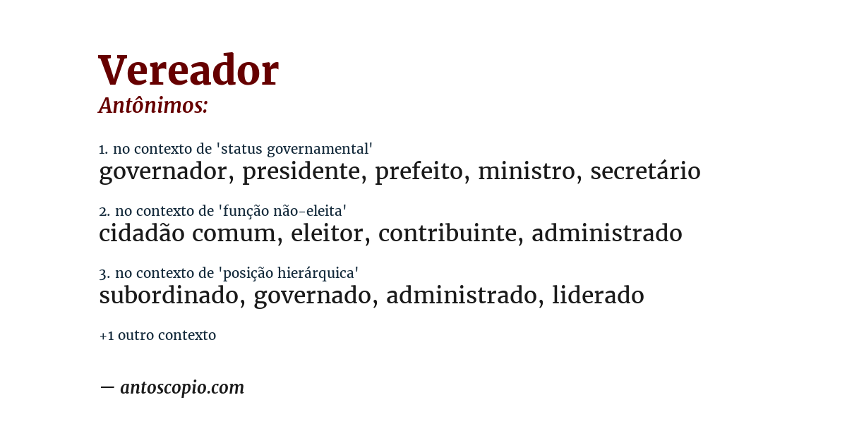 Antônimo de vereador
