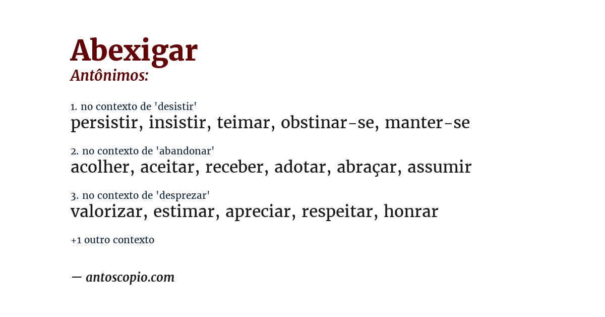 Antônimo de abexigar
