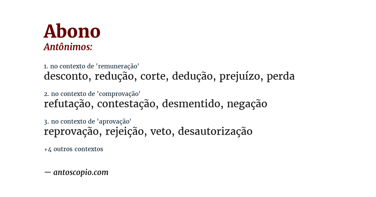 Antônimo de abono