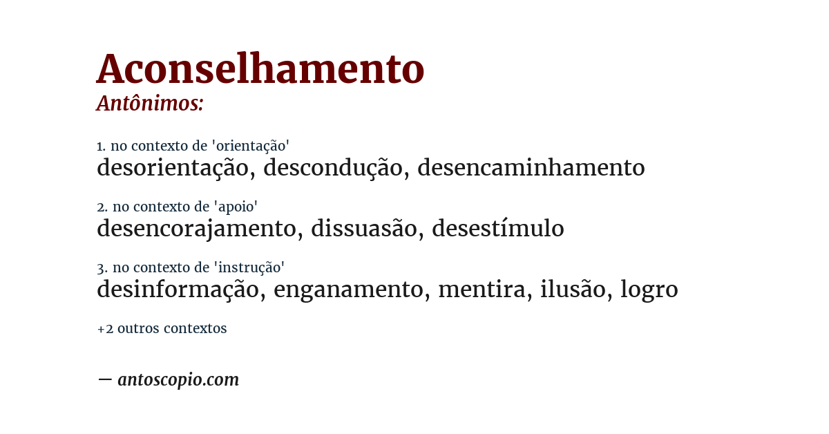 Antônimo de aconselhamento