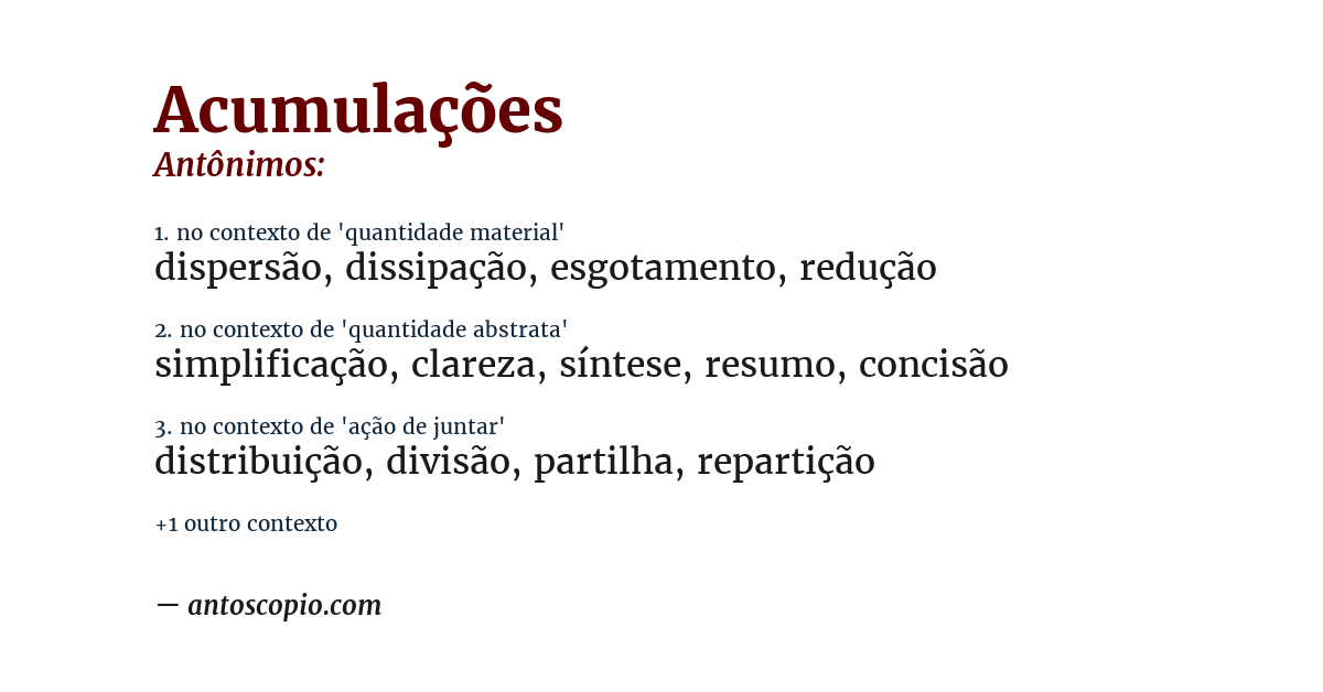 Antônimo de acumulações