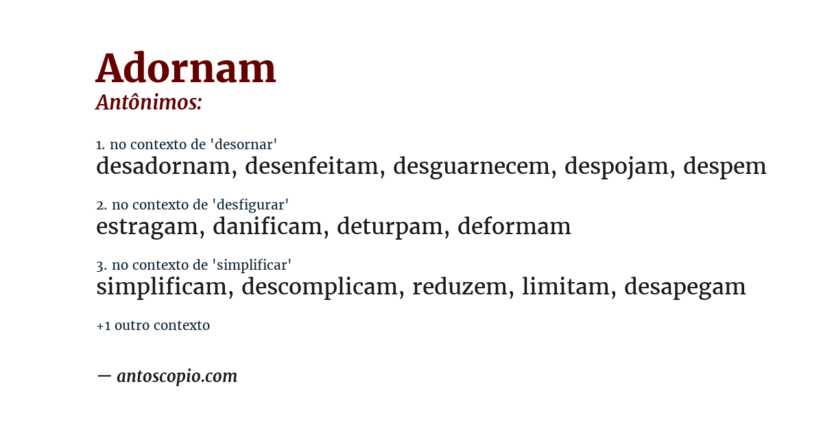 Antônimo de adornam