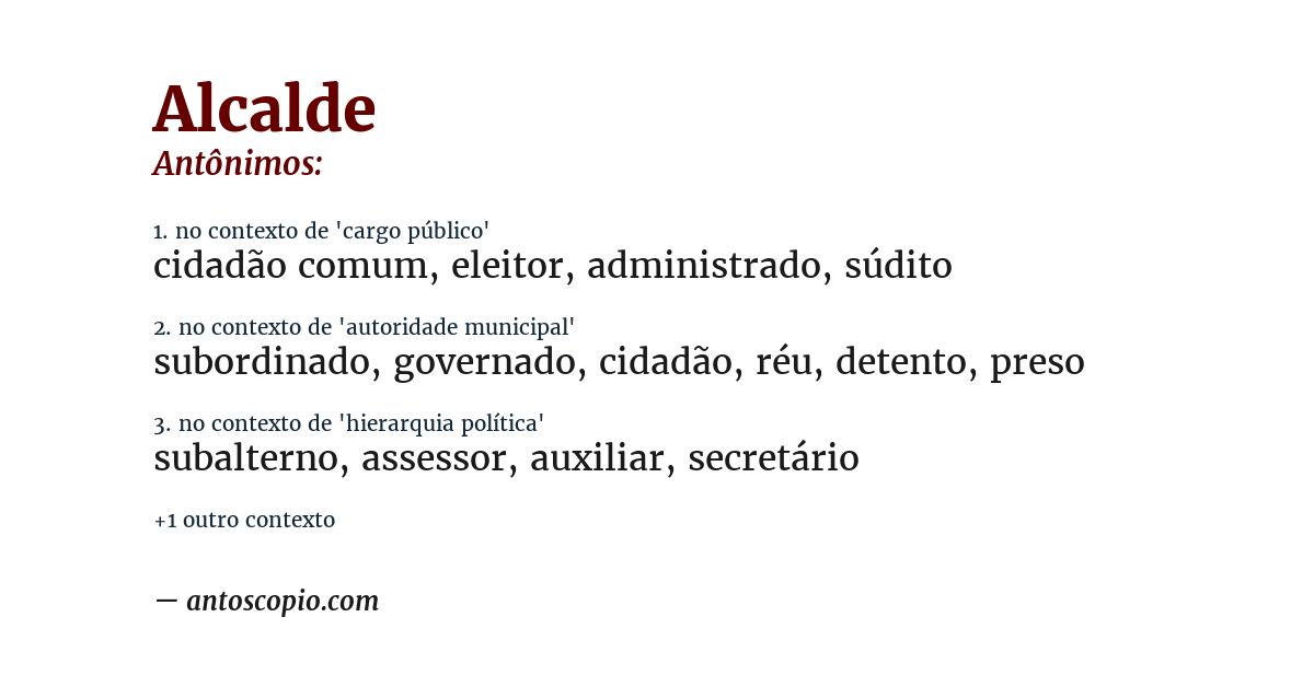 Antônimo de alcalde
