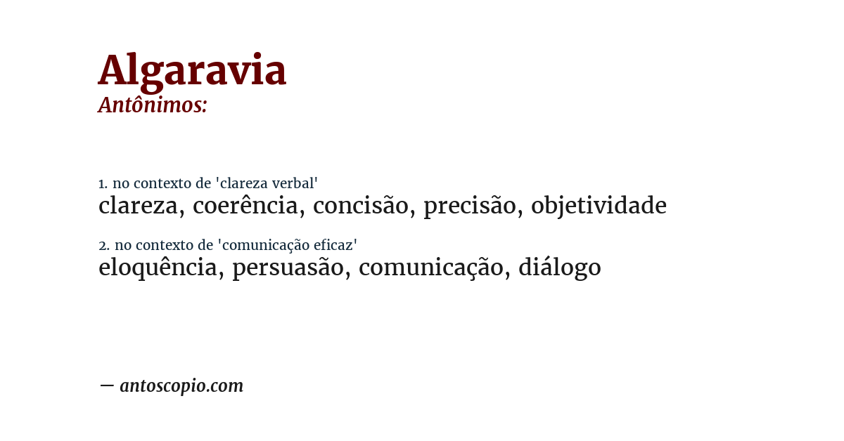 Antônimo de algaravia