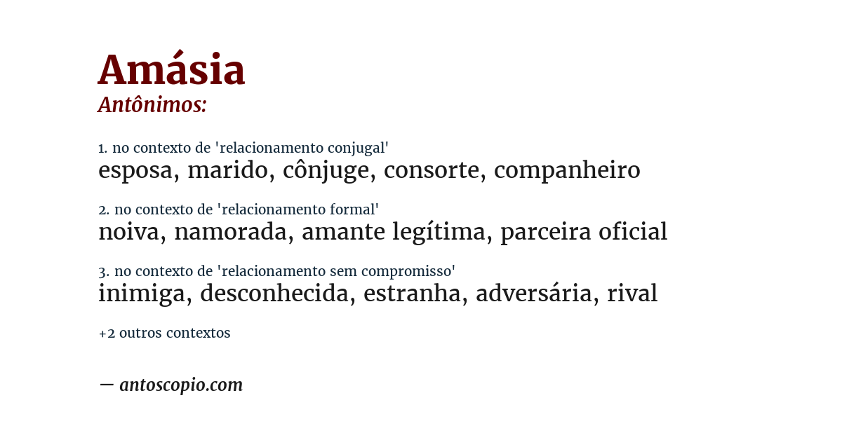 Antônimo de amásia