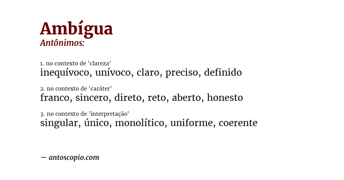 Antônimo de ambígua